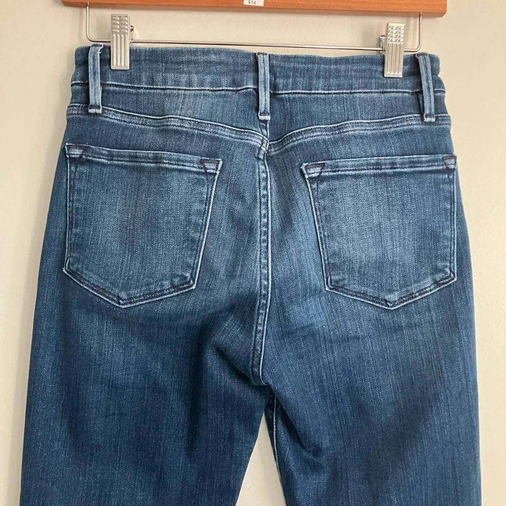 FRAME Le Crop Mini Boot Raw Hem Mid-High Rise Dark Wash Jeans Size 27 - Picture 6 of 12